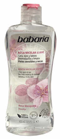 Babaria Agua Micelar Suave Rosa Mosqueta is a soft micellar water with rosehip