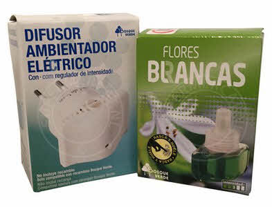Bosque Verde Difusor Ambientador Electrico plus Recambio Flores Blancas 25ml SET