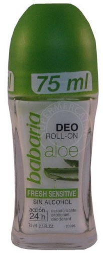 Babaria Deodorant Roll-On Fresh Sensitive Aloe Vera 24 horas sin alcohol voor een goede bescherming en uiteraard met een zachte Spaanse geur