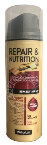 Deliplus Mascarilla Repair & Nutrition Remedy Mask Sin Aclarar is een special haarmasker want uitspoelen is niet nodig