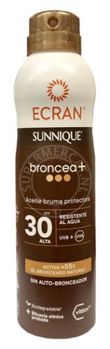Even schudden en aanbrengen, zo simpel is Ecran Sunnique Aceite Bruma Protectora SPF30 zonnebrandolie te gebruiken
