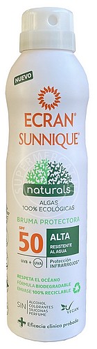 Ecran Sunnique Naturals Bruma Protectora SPF50 zorgt voor een effectieve bescherming en wordt rechtstreeks uit Spanje geleverd