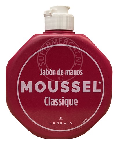 Moussel Legrain Jabon de Manos zeep met een echte kenmerkende en vooral Spaanse geur wordt geleverd in een handige flacon