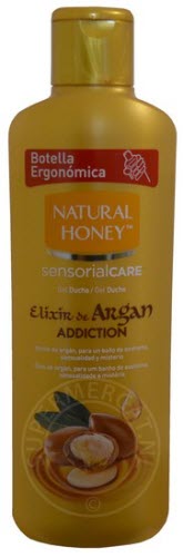 Natural Honey Gel de Ducha Elixir de Argan bad & douchegel wordt geleverd in deze handige flacon en komt direct vanuit Spanje voor een vriendelijke prijs