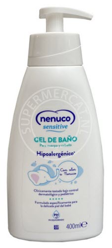 Nenuco Sensitive Gel de Bano Hipoalergenico is een fantastische en vooral 100% Spaanse bad & douchegel voor een gevoelige huid en wordt geleverd in deze speciale flacon met een dispenser, uiteraard hypoallergeen en rechtstreeks uit Spanje geleverd