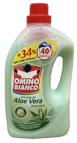 Ontdek de doeltreffendheid van Omino Bianco wasmiddel gecombineerd met de natuurlijkheid van Aloë Vera-extracten om uw kleding van katoen, wol, zijde en synthetische vezels in een wasmachine te wassen, met respect voor de kleding en de kleuren