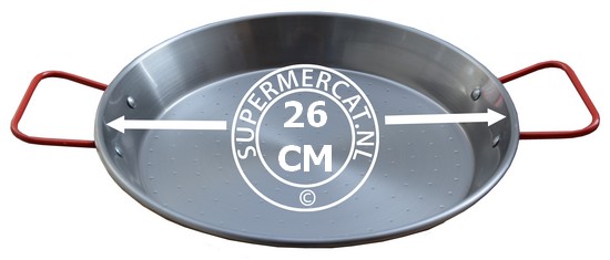 Spaanse Paellapan Staal Gepolijst 26cm (2 porties) voor koken op gas