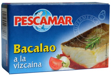 Pescamar Bacalao a la Vizcaina kabeljauw wordt geleverd in dit speciale blikje, proef het verschil en ontdek de echte Spaanse smaak