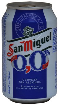 Een verfrissend blikje San Miguel Sin Alcohol 33cl bier uit Spanje