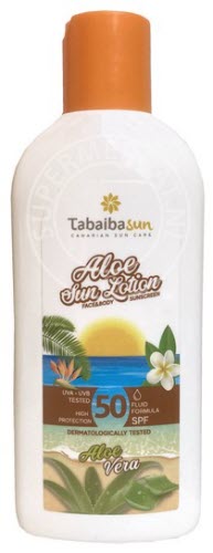 TabaibaSun Aloe Aun Lotion met bescherming SPF50 is een begrip in Spanje en zorgt voor een goede bescherming van de huid