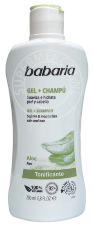 Babaria Gel + Champu Aloe Vera 200ml - 2 in 1 Shampoo & Douchegel voor huid en haar