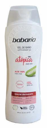Babaria Gel de Ducha Aloe Vera Piel Atopica bad en douchegel wordt geleverd in een ruime flacon van 600ml en komt rechtstreeks uit Spanje