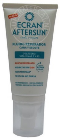 Ecran Aftersun Fluido Reparador Cara y Escote is speciaal voor het gezicht en de hals ontwikkeld