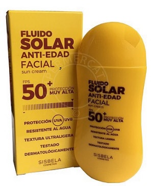 Sisbela Fluido Solar Anti-Edad FPS50 50ml (zonnebrandcrème voor gezicht vloeibaar / ultra lichte textuur) rechtstreeks uit Spanje bestellen