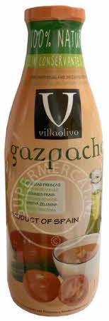 VillaOlivo Gazpacho is een authentieke koude Spaanse soep en wordt geleverd in een speciale fles