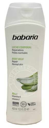 Babaria Body Milk Aloe Vera comes in a handy bottle for extra convenience at Supermercat Spanish products online