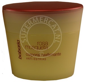 Babaria Rosa Mosqueta Corporal Reafirmante Body Cream with the exclusive formula is available in this handy size pot at Supermercat Online