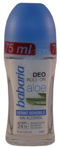 Babaria Deodorant Roll-On Aloe Dermo Sensible 24 horas sin alcohol is suitable for a sensitive skin