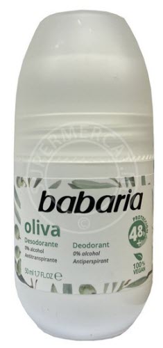 This Babaria Deodorant Roll-On Aceite de Olivia sin alcohol contains olive oil and provides excellent protection up to 48 jours