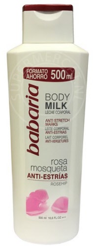 Babaria Rosa Mosqueta Body Milk support the moisture balance of the skin and prevents stretch marks