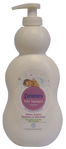 Denenes Leche Hidratante Felices Suenos Body Lotion is a moisturizing body lotion with chamomile and lavender