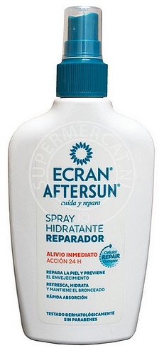 Ecran Aftersun Spray Hidratante Reparador soothes, refreshes and calmes the skin after sun bathing