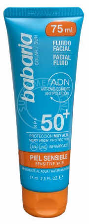 Babaria Fluido Facial Piel Sensible SPF50+ is a sun cream with the texture of a lotion