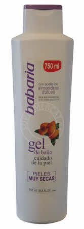 Discover the lovely scent of Babaria Gel de Bano con Aceite de Almendras 750ml bath & shower gel from Spain