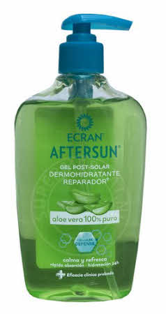 Ecran Aftersun Gel Post-Solar Aloe Vera 100% Puro comes in a special bottle including a dispenser