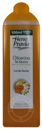 Heno de Pravia Gel de Ducha Glicerina Té Blanco bath & shower gel is available from stock for a very special price at Supermercat and comes in this well known bottle