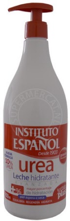 Instituto Espanol Urea Leche Hidratante body lotion comes in a large bottle with a very handy dispenser